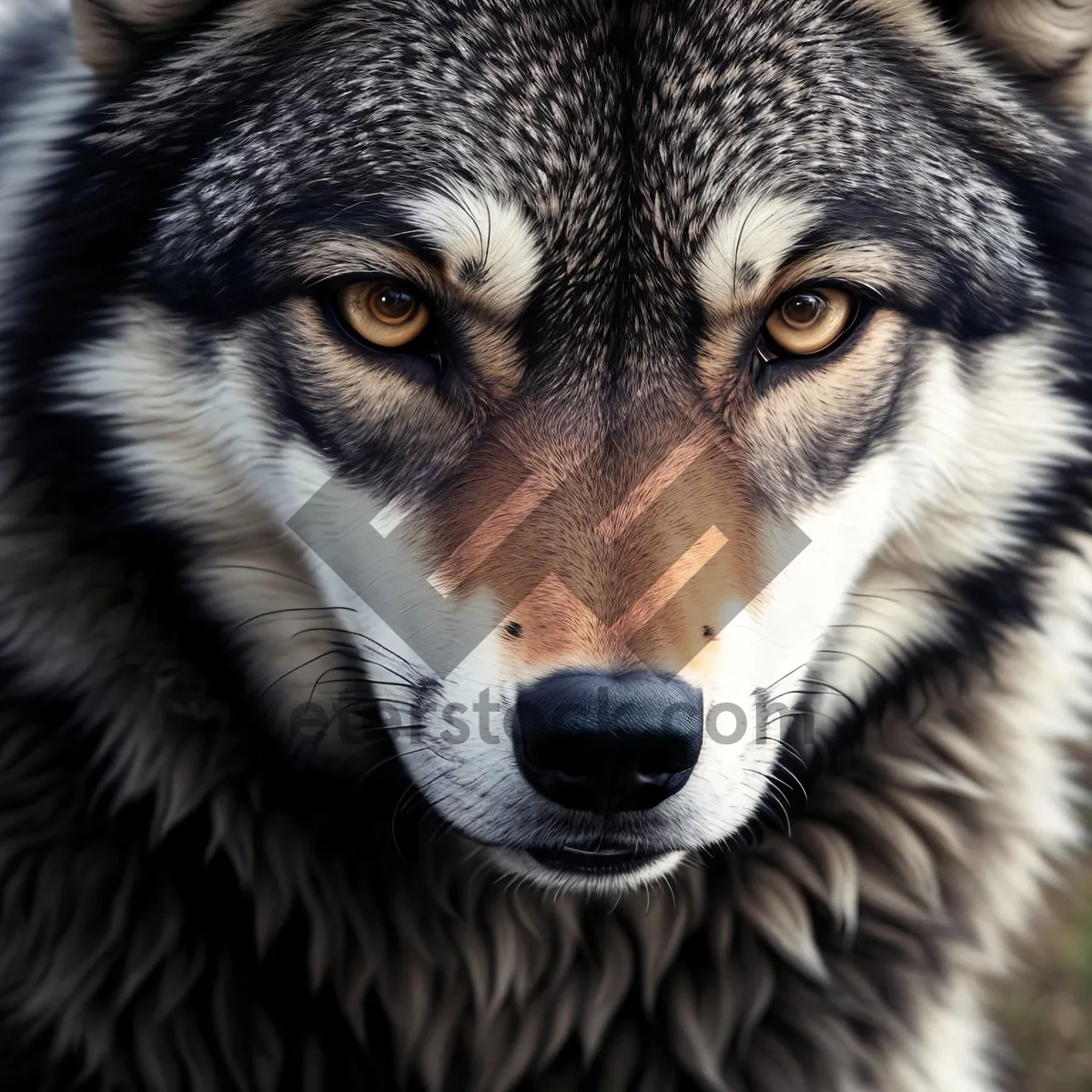 Picture of Wild Canine Portrait: Majestic Timber Wolf with Piercing Eyes