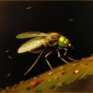 Vibrant Summer Garden Fly with Detailed Wing