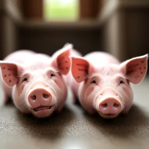 Pink Piggy Bank with Money Savings