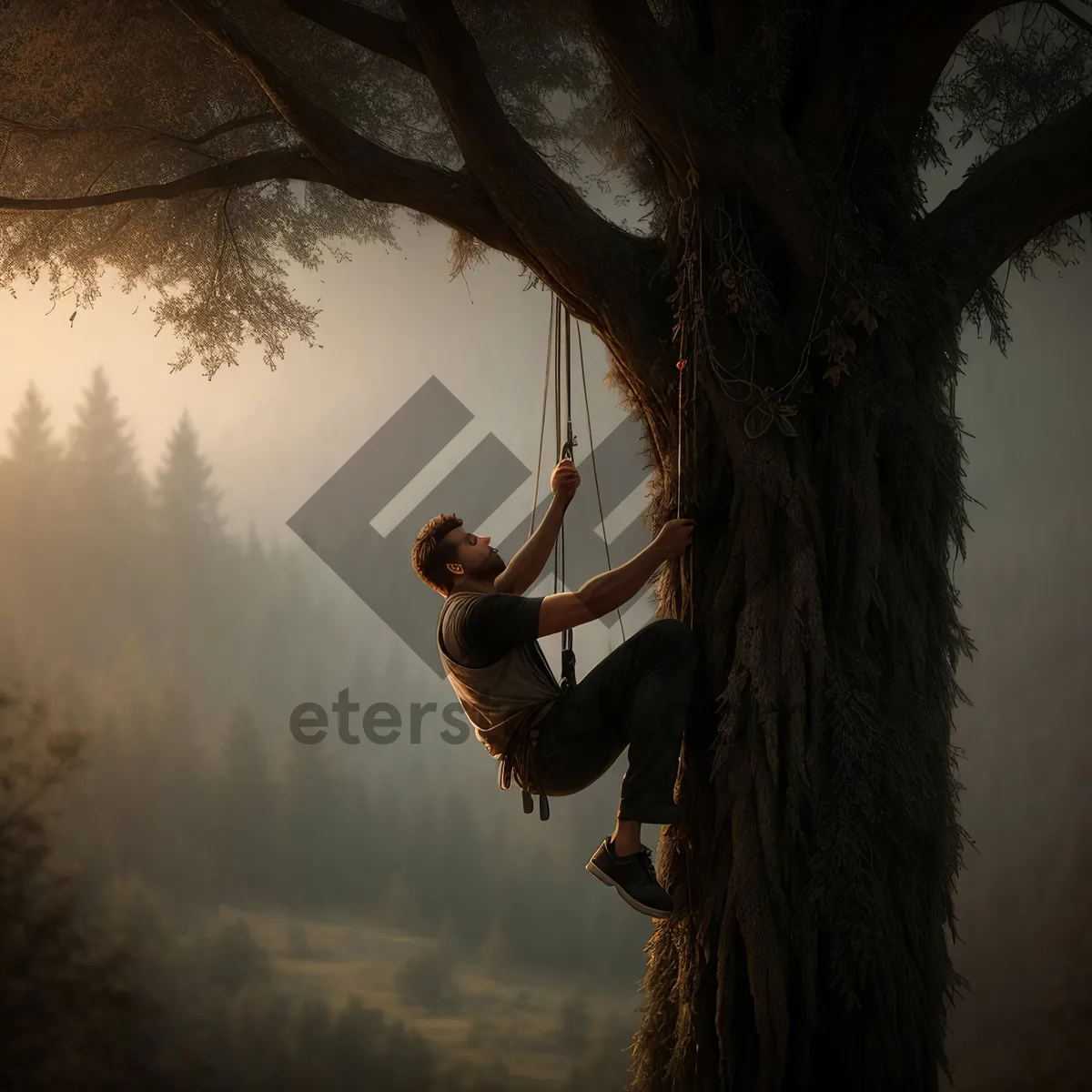 Picture of Majestic Pine Tree Swinging Under a Clear Sky