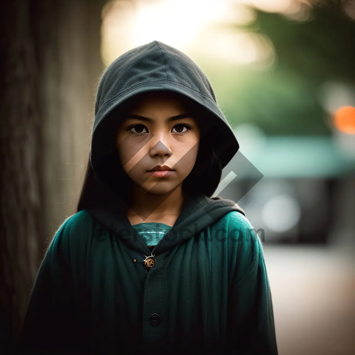 Picture of Happy Smiling Businesswoman Outdoors, Exuding Confidence and Happiness