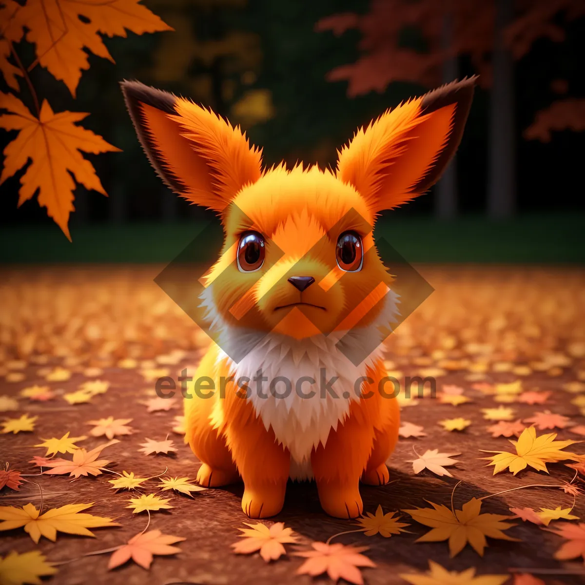 Picture of Furry Fluffy Bunny with Pumpkin