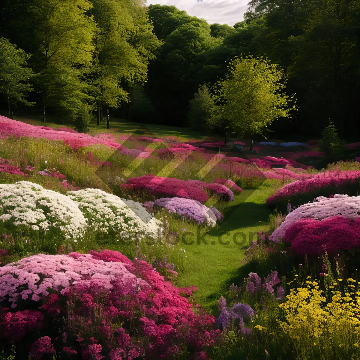 Picture of Colorful Blooms Blanket Lush Garden Landscape