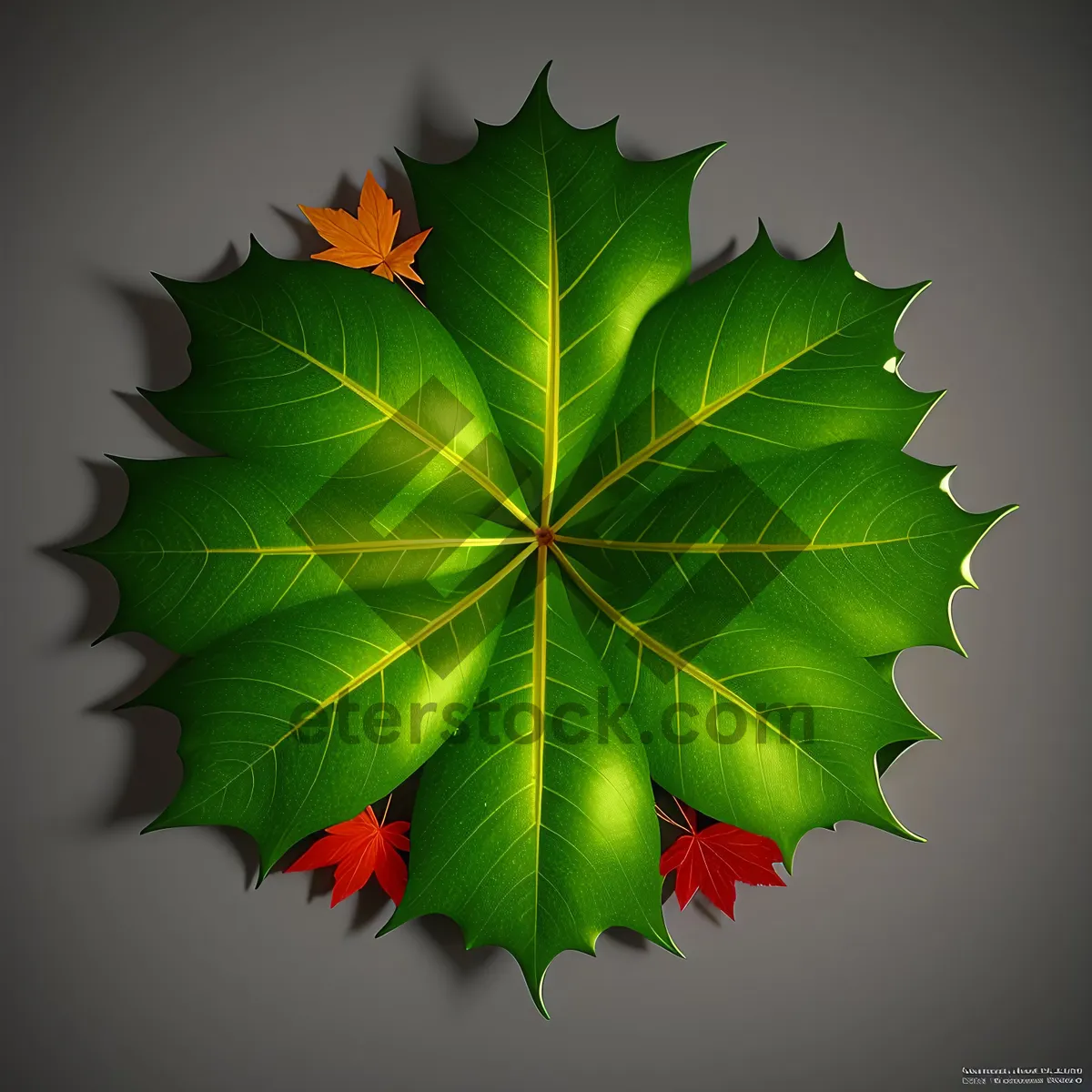 Picture of Vibrant Maple Leaf in Lush Forest