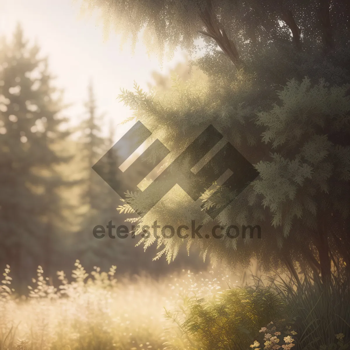 Picture of Starry Winter Night Sky with Bright Tree