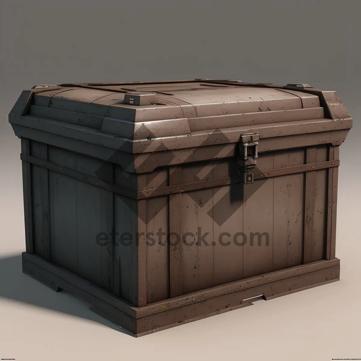 Picture of Vintage Wooden Crate Chest Box - 3D Package Container