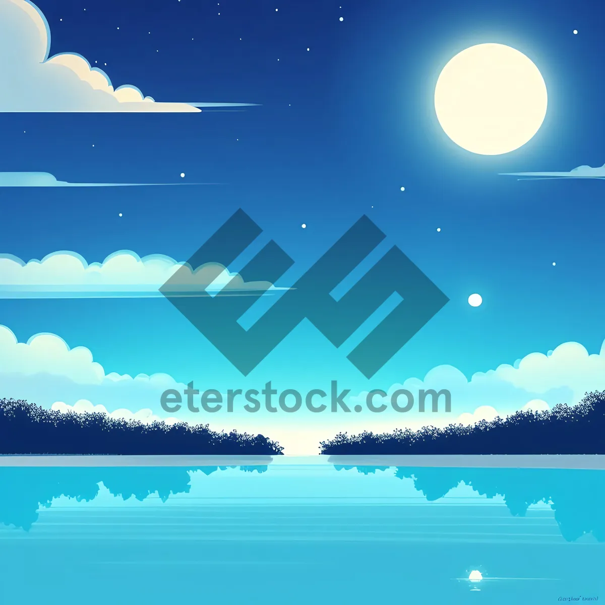 Picture of Glistening Winter Wonderland: Moonlit Snowflake and Starry Night