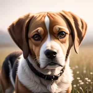 Adorable Puppy Portrait with Brown Collar