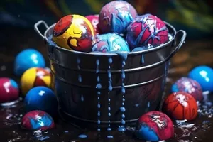 Colorful Easter Egg Basket and Maraca Decoration