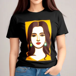 Smiling Lady in Black Fashion Jersey Shirt