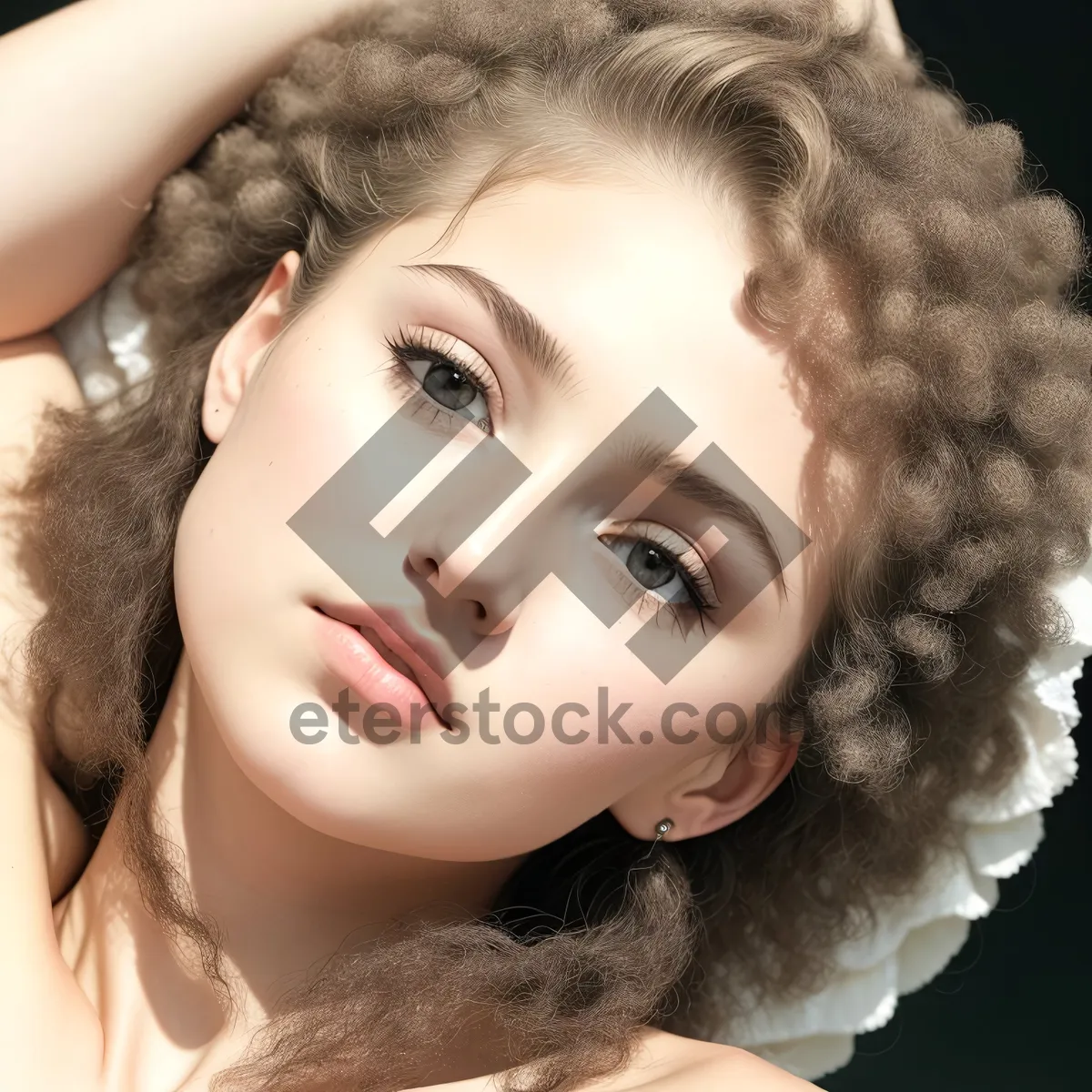 Picture of Blond Beauty with Attractive Hairpiece and Sensual Makeup