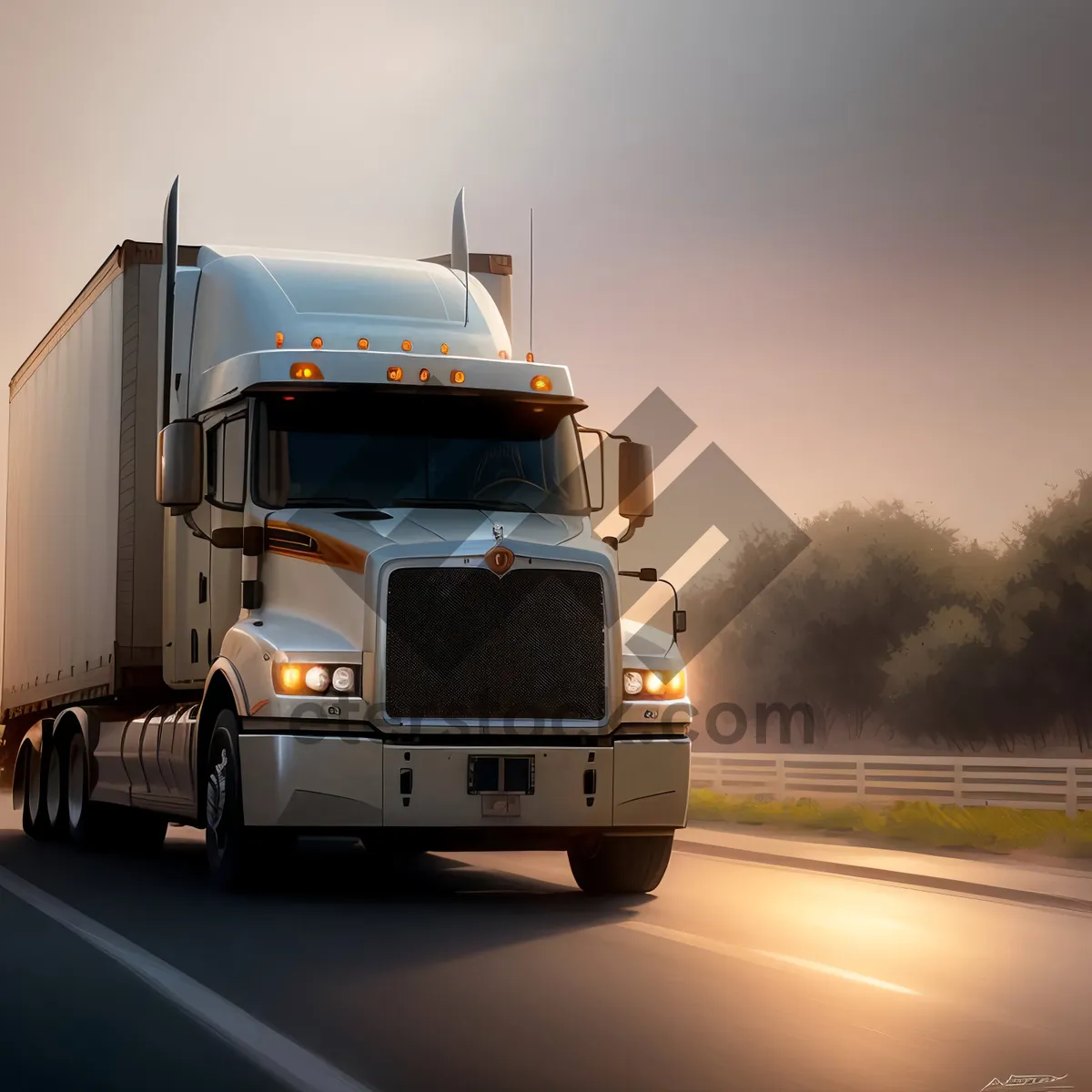 Picture of High-speed cargo delivery on industrial motorway