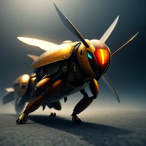 Close-up view of a vibrant beetle on rotor blade