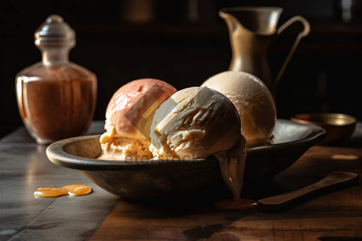 Picture of Delicious breakfast: Cappuccino with hot chocolate ice cream