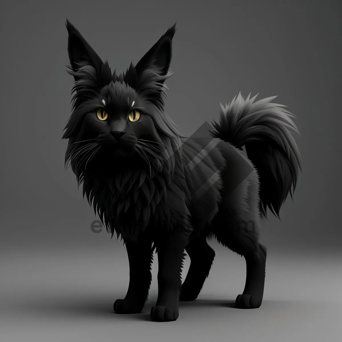 Picture of Adorable Gray Kitty with Fluffy Fur and Whiskers
