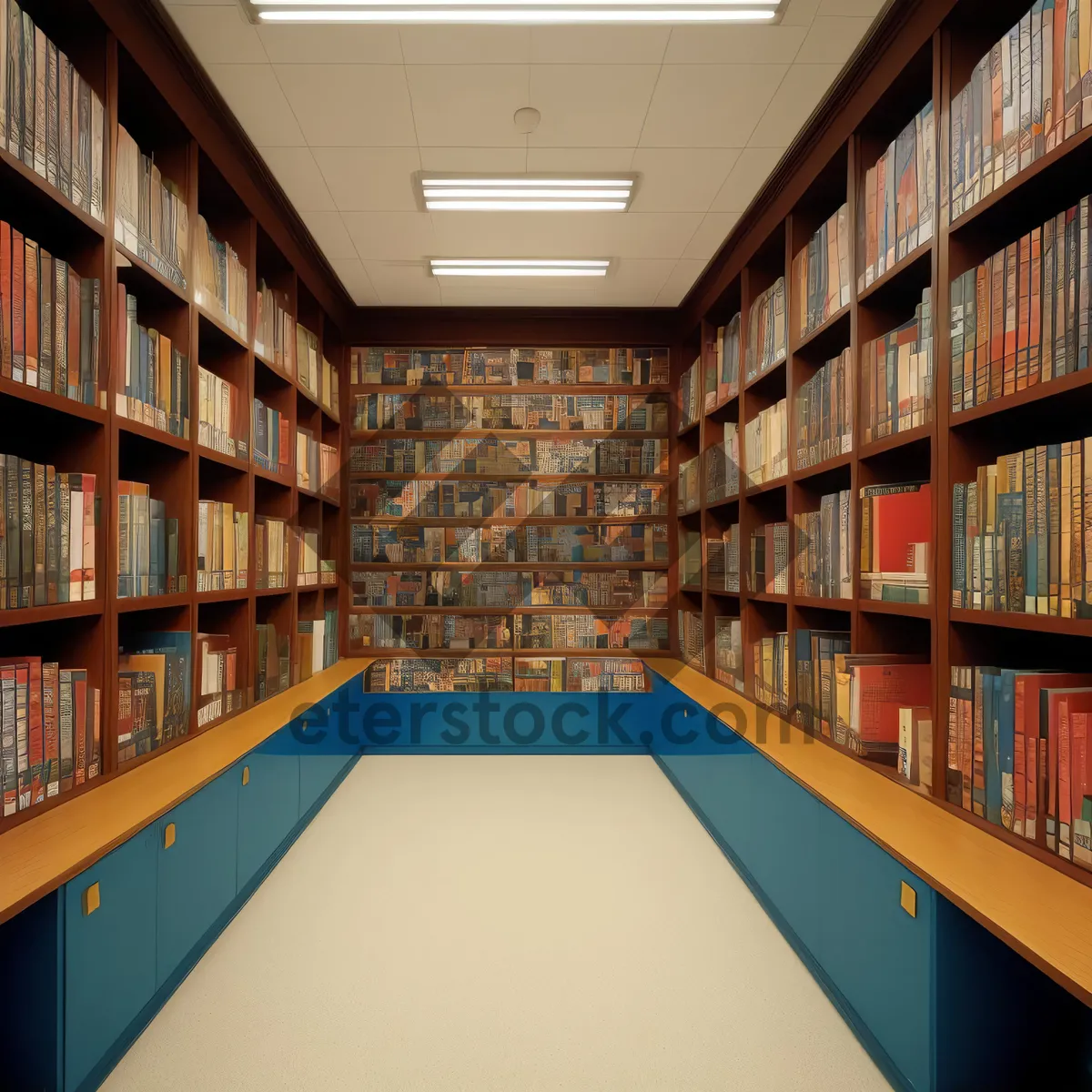 Picture of Modern library interior with rows of books