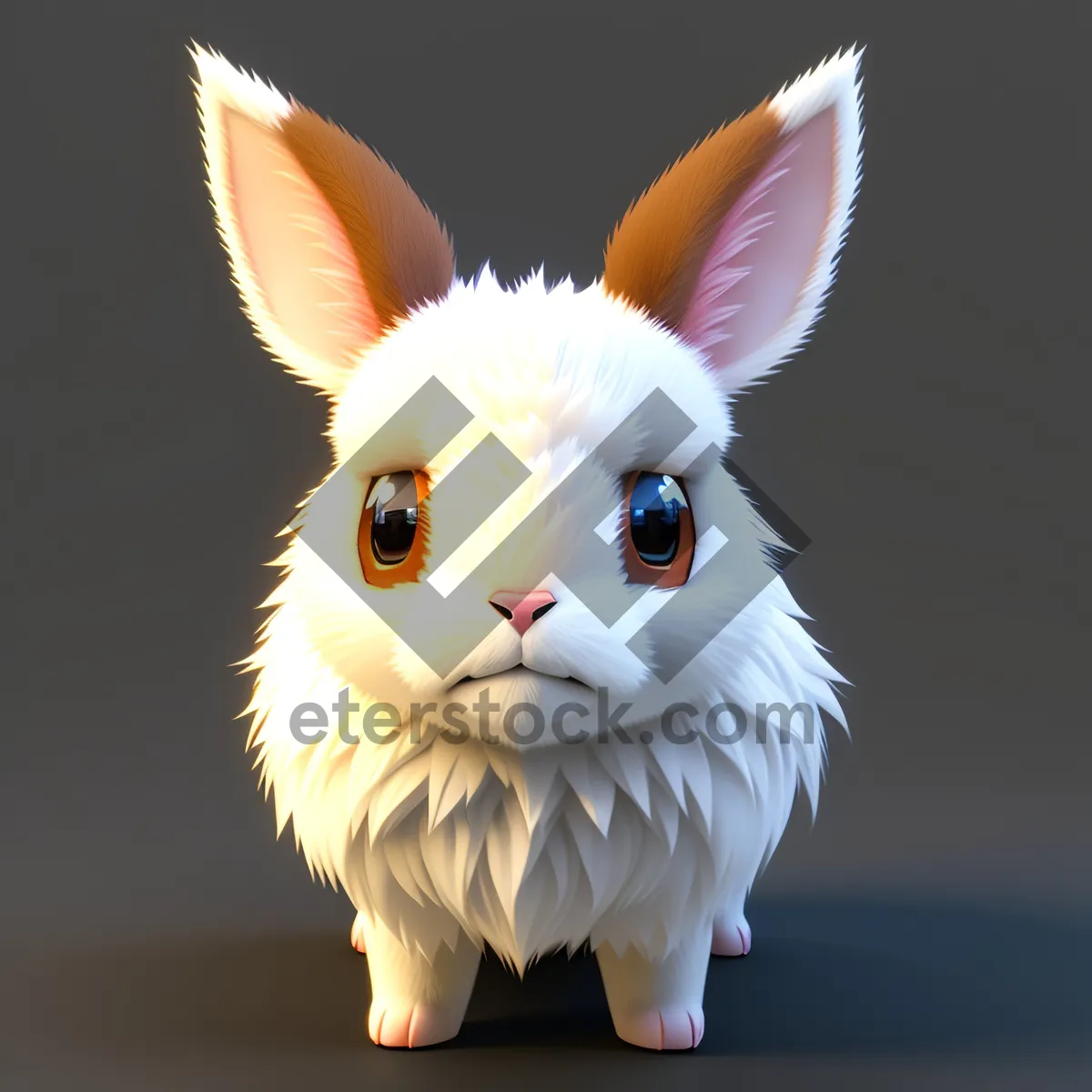 Picture of Cute Bunny with Fluffy Ears - Adorable Studio Portrait