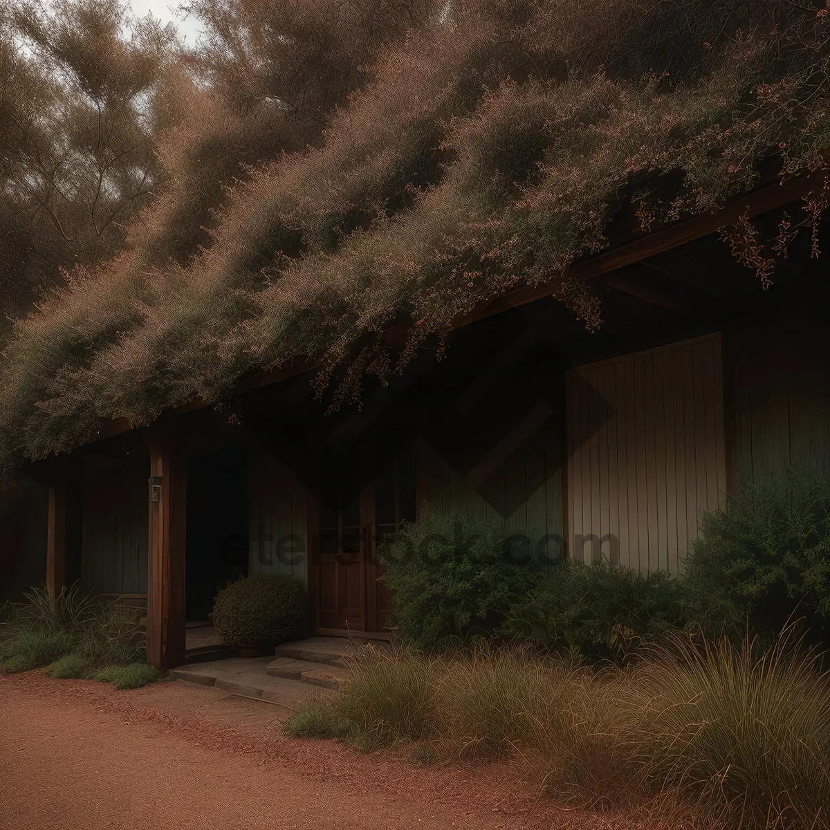 Picture of Rustic Thatched Roof Hut amidst Serene Countryside