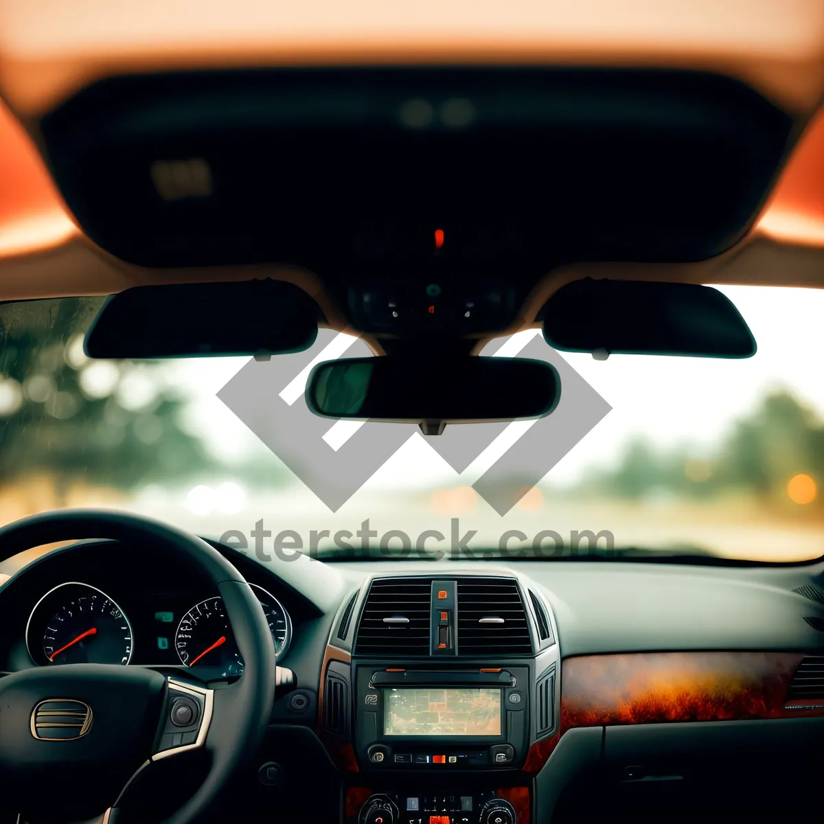 Picture of Modern Car Control: Speedy Steering Wheel and Driver's Seat