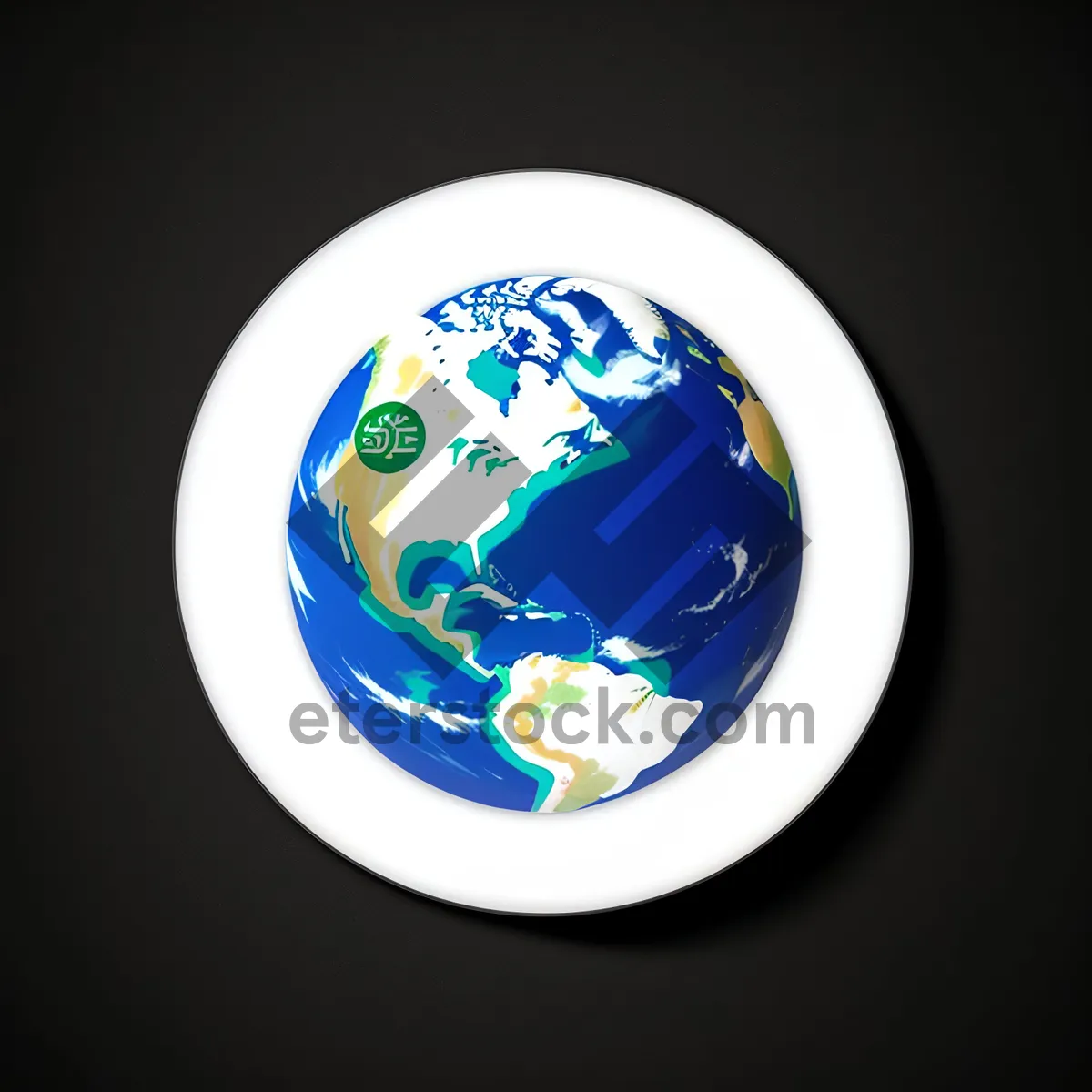 Picture of Globe Round Button: Shiny Earth Map Symbol