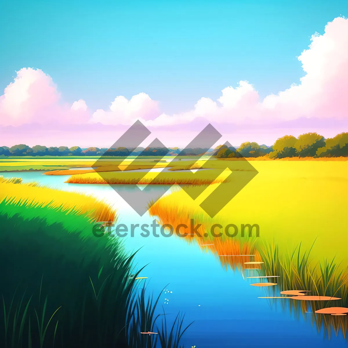 Picture of Colorful Sunset over Reflective Water