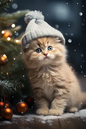 Curious kitten with charming eyes and fluffy fur.