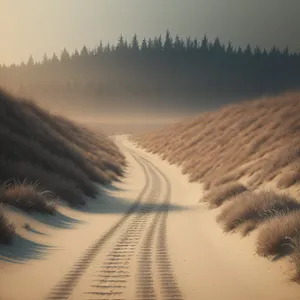 Dunescape: Majestic Winter Sky over Sandy Landscape