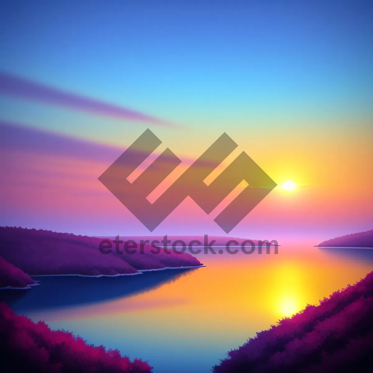 Picture of Vibrant Sunset Over Ocean Horizon