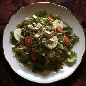 Delicious Vegetable Salad Plate with Fresh Ingredients