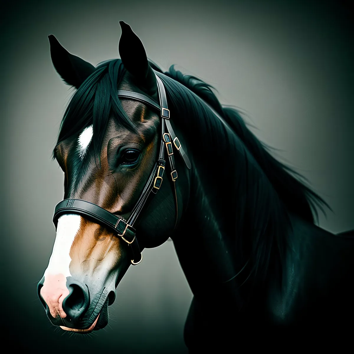 Picture of Majestic Stallion with Bridle and Muzzle