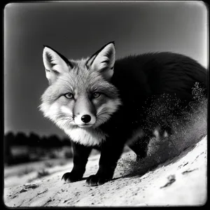 Adorable Red Fox Curiously Looking with Fluffy Fur