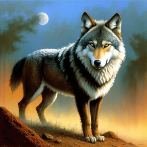 Majestic Timber Wolf in Wild Canine Habitat