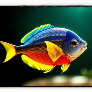 Colorful Marine Fish Swimming in Tropical Aquarium
