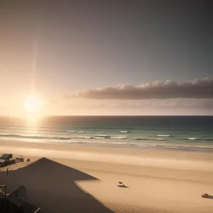 Sunset Reflection on Tranquil Beach