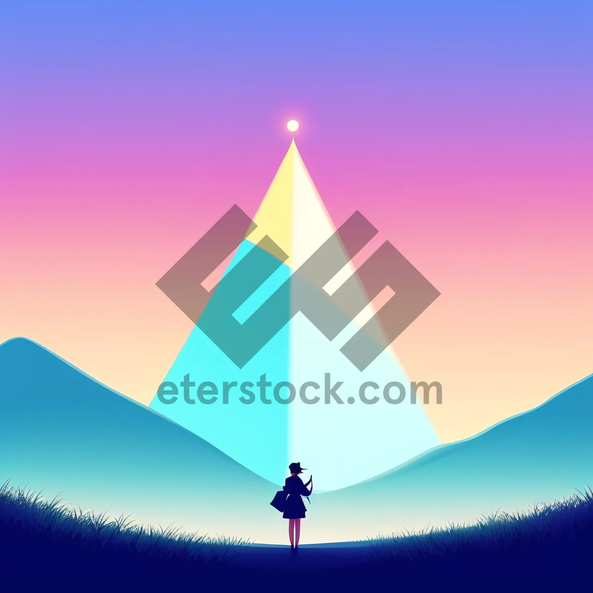 Picture of Mystic Moon Graphic Design Pyramid Art