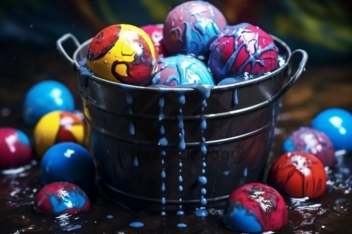 Picture of Colorful Easter Egg Basket and Maraca Decoration