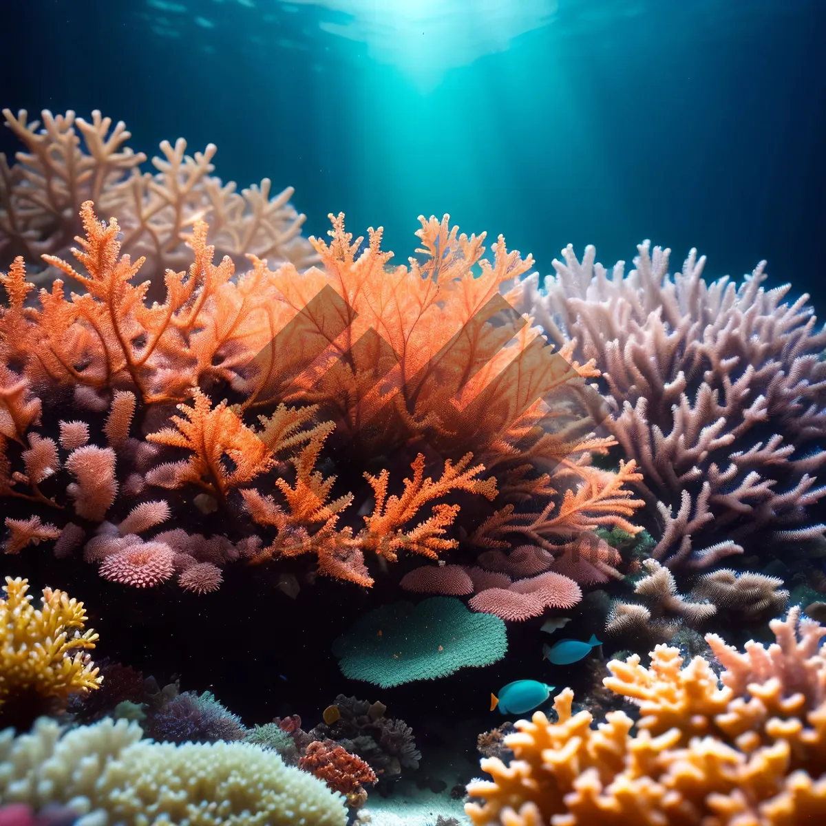 Picture of Tropical Coral Reef Teeming with Colorful Marine Life