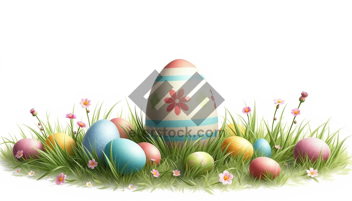 Picture of Spring Easter Egg Decoration on Green Grass