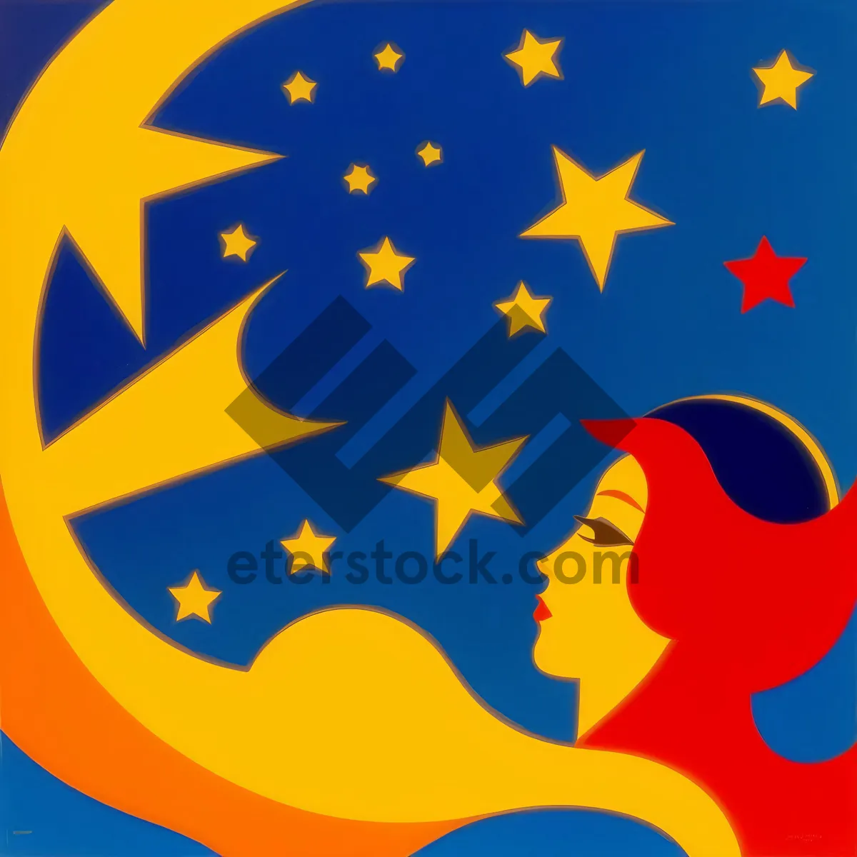 Picture of Lunar Symbol with Stars - Iconic Design