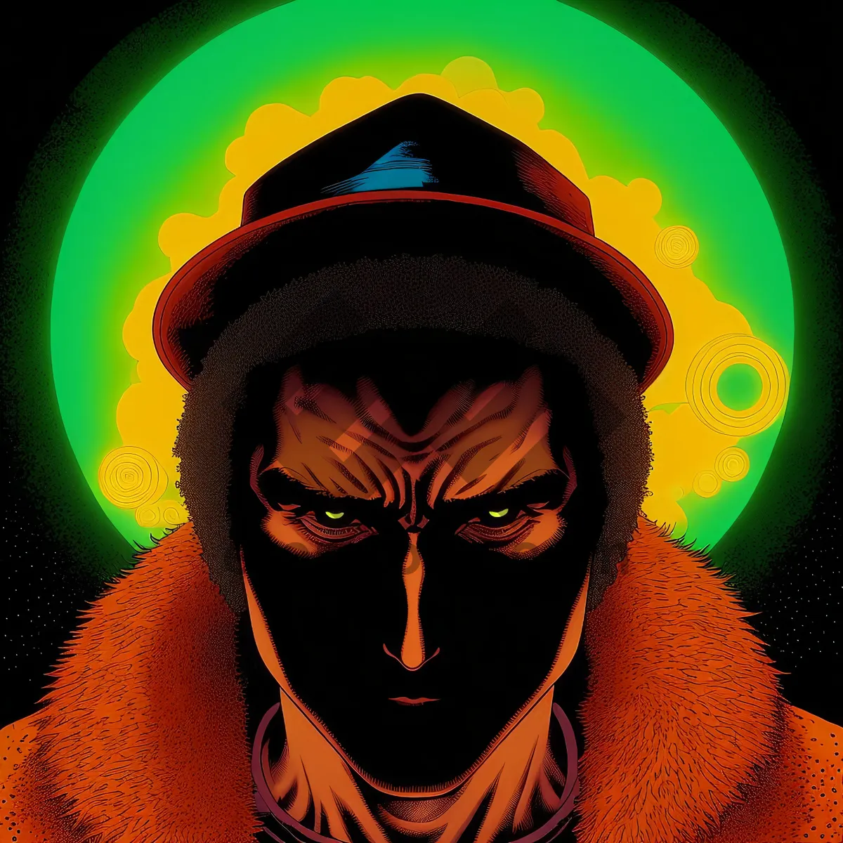 Picture of Intense Comic with Mysterious Mask