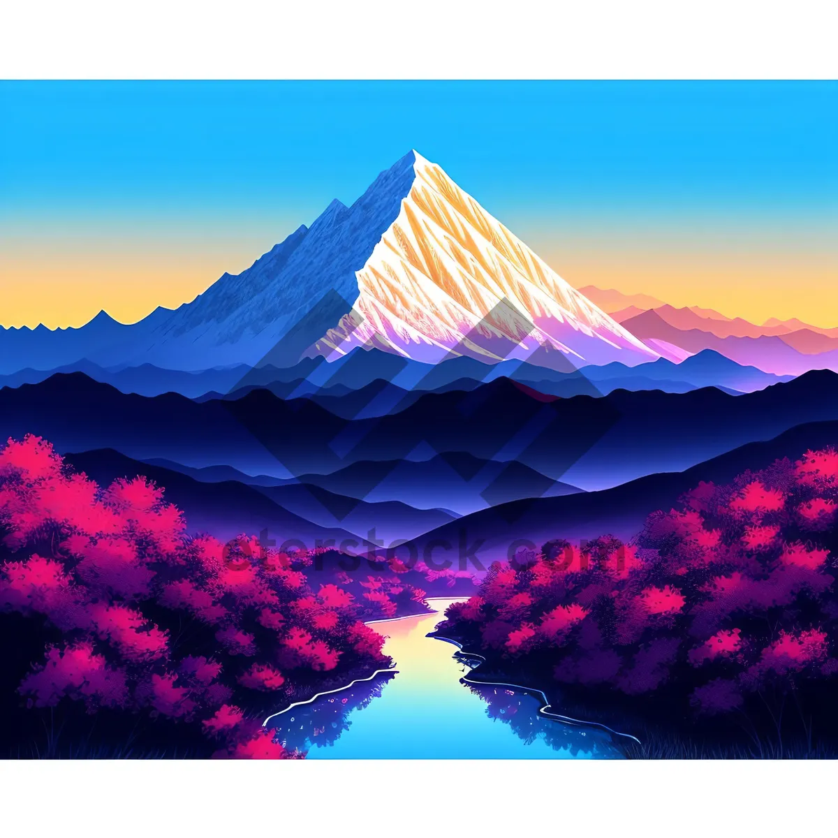 Picture of Japanese Summer Sunset: Majestic Mountain Landscape