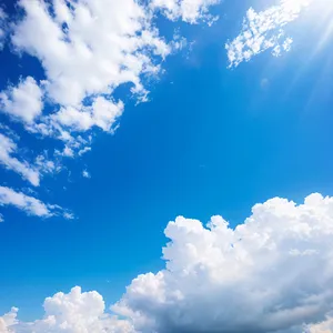 Vibrant Summer Sky with Fluffy Clouds