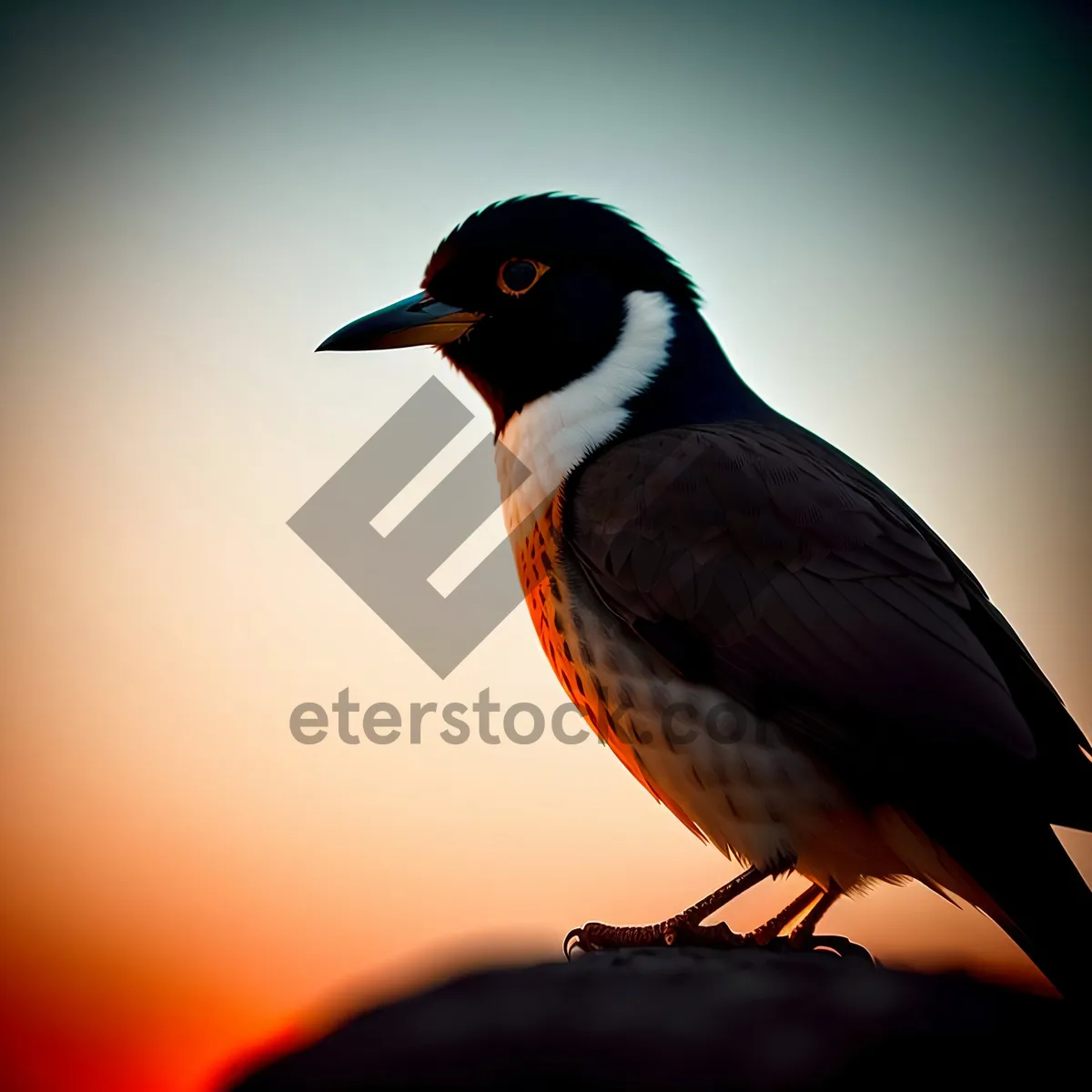 Picture of Graceful Bird in Flight with Piercing Eye