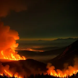 Blazing Sunset Over Volcano: Fiery Mountain Glow