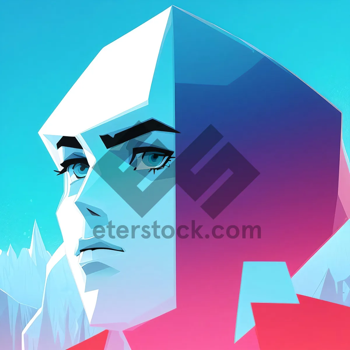 Picture of Graphic Symbolic Moon Silhouette in Artistic Pyramid Design