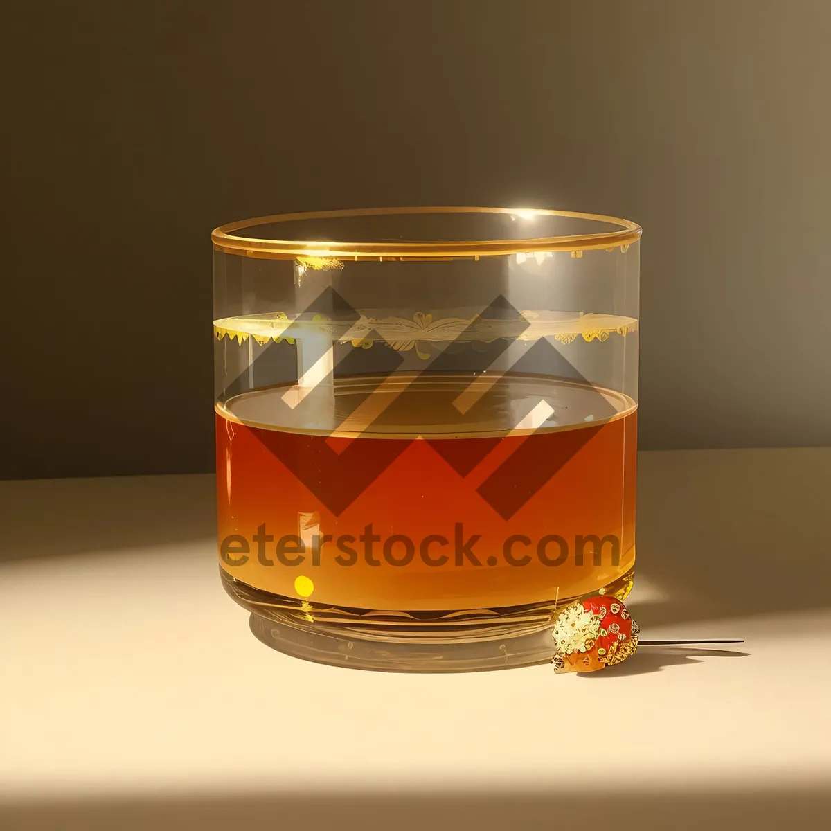 Picture of Yellow Honey Tea in Transparent Mug with Glass