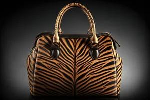 Brown leather rattan bag with handle - Fashion accessory