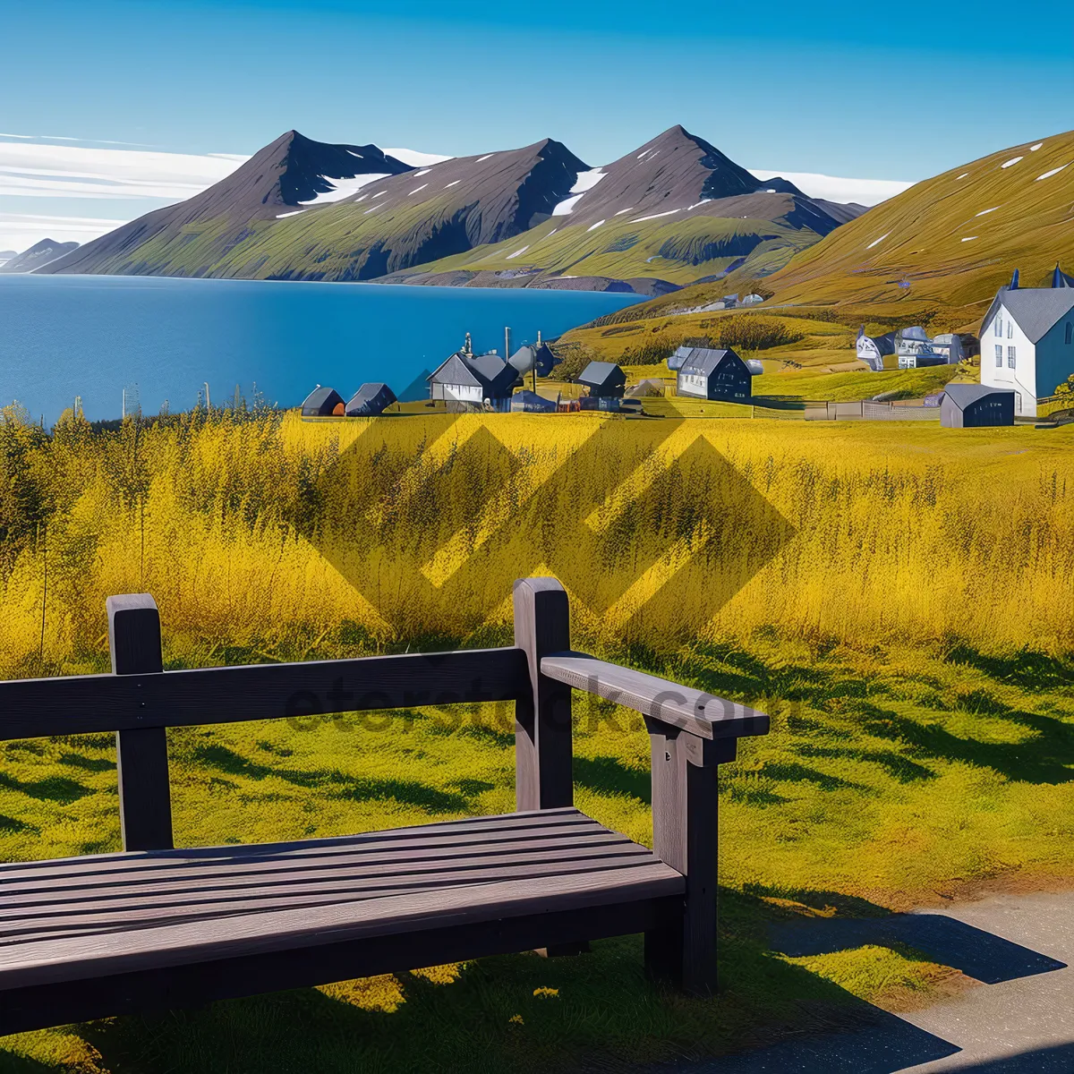 Picture of Rustic Highland Landscape with Upright Rail Fence