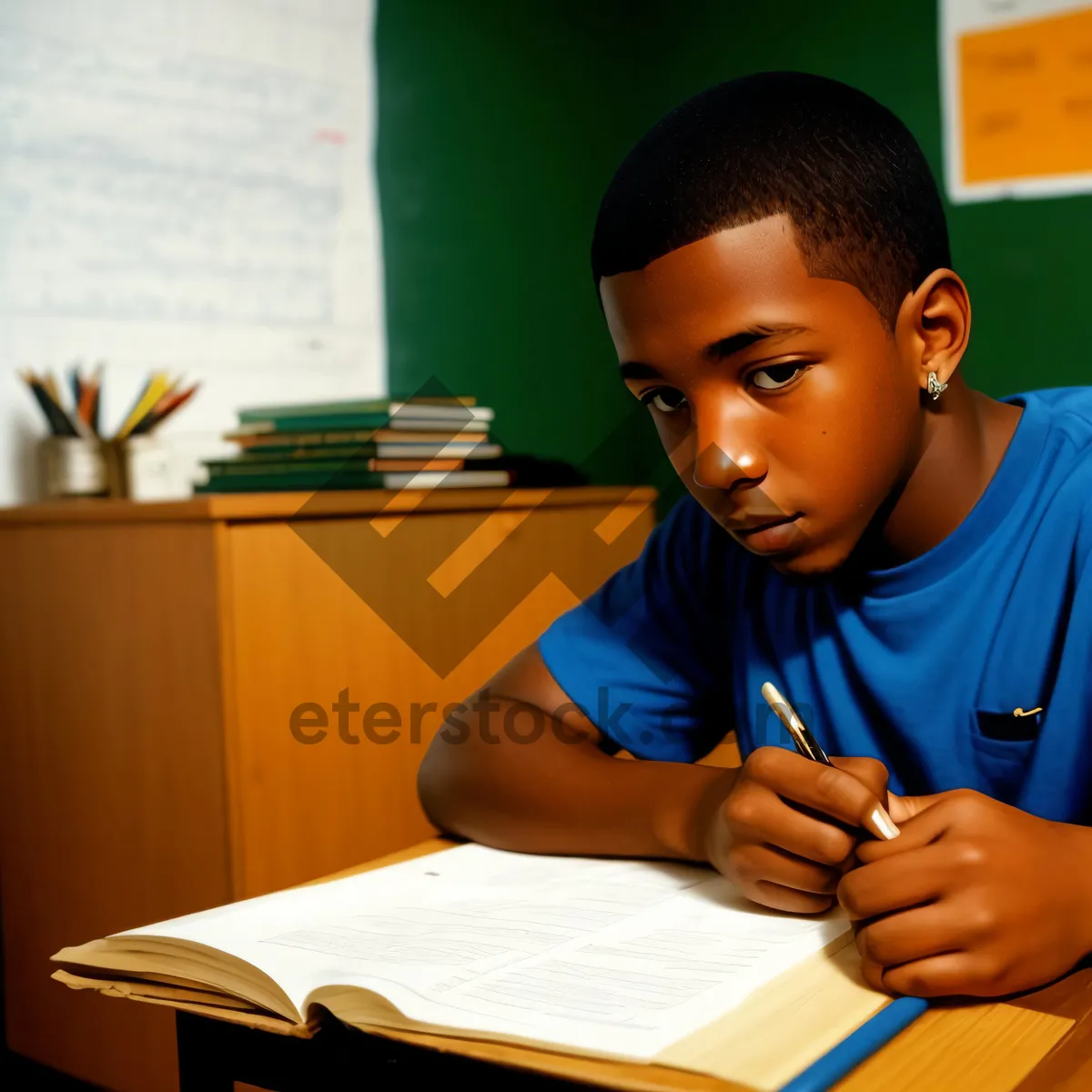 Picture of Smiling student working on laptop in office