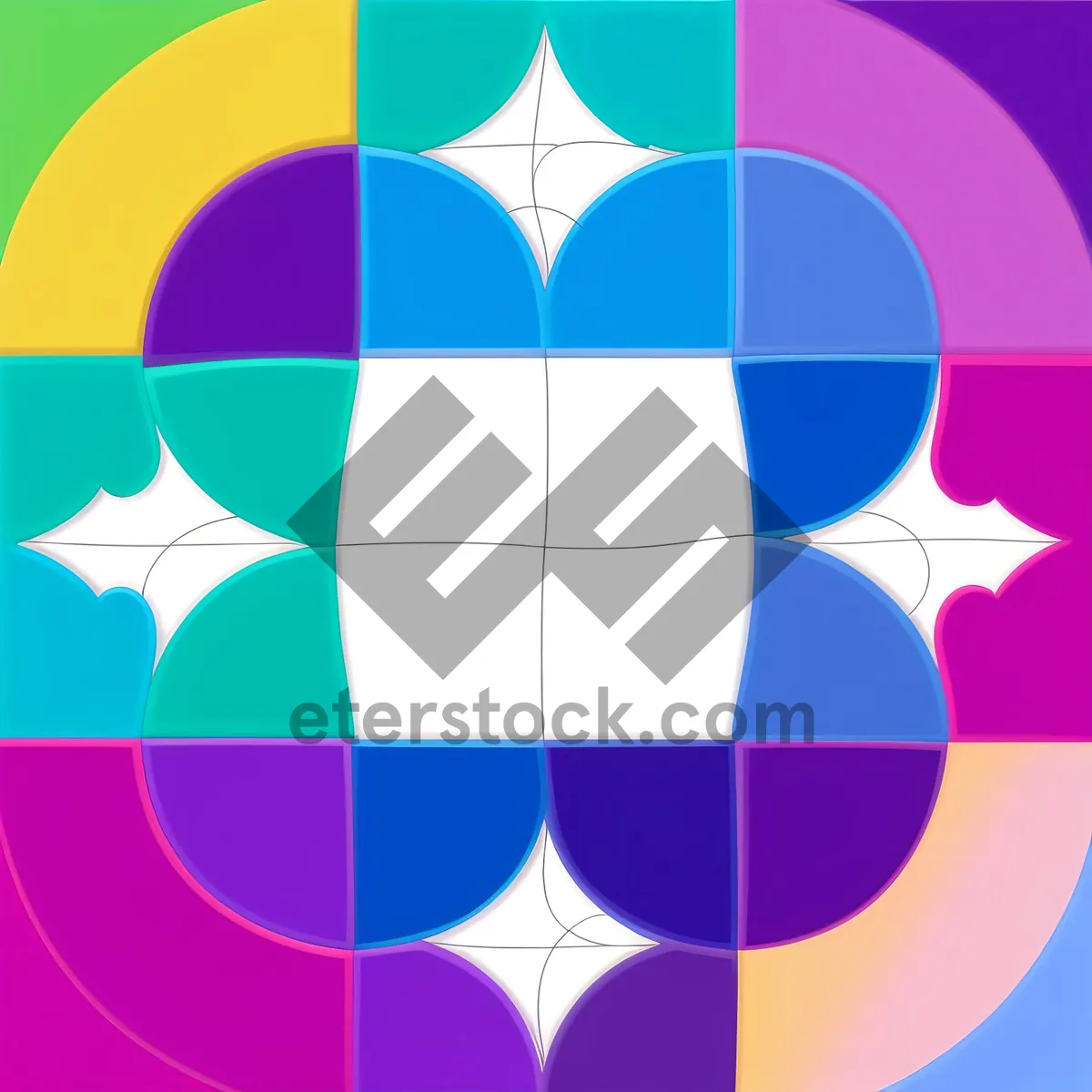 Picture of Modern Geometric Artwork: Colorful Decorative Tile Mosaic